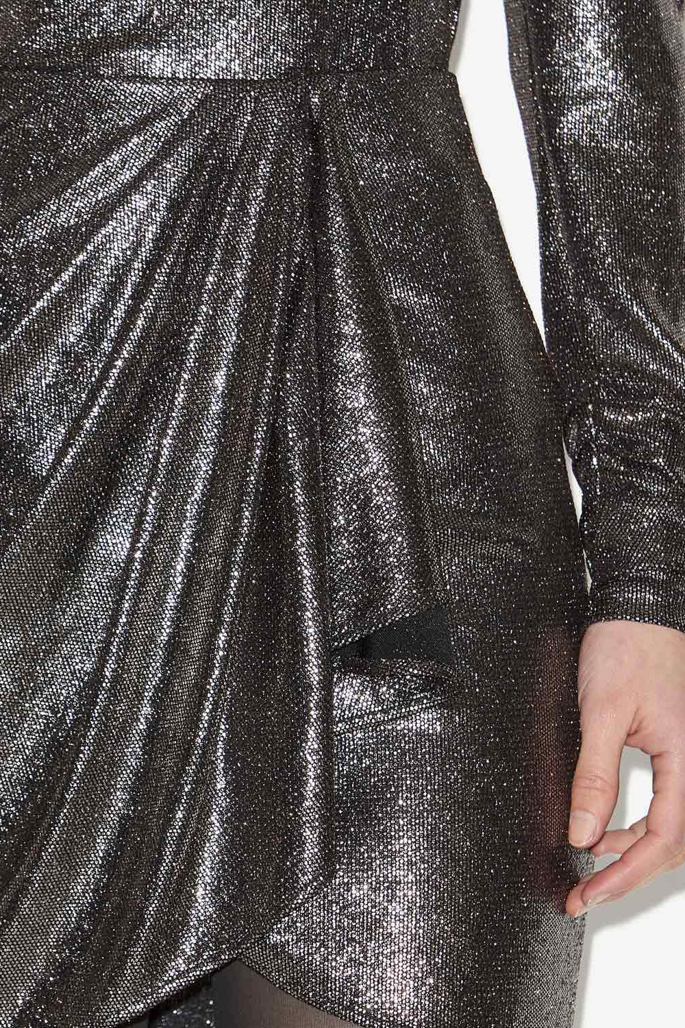 Gonna brisha corta drappeggiata metallizzata - Metallic black - Woman - 3