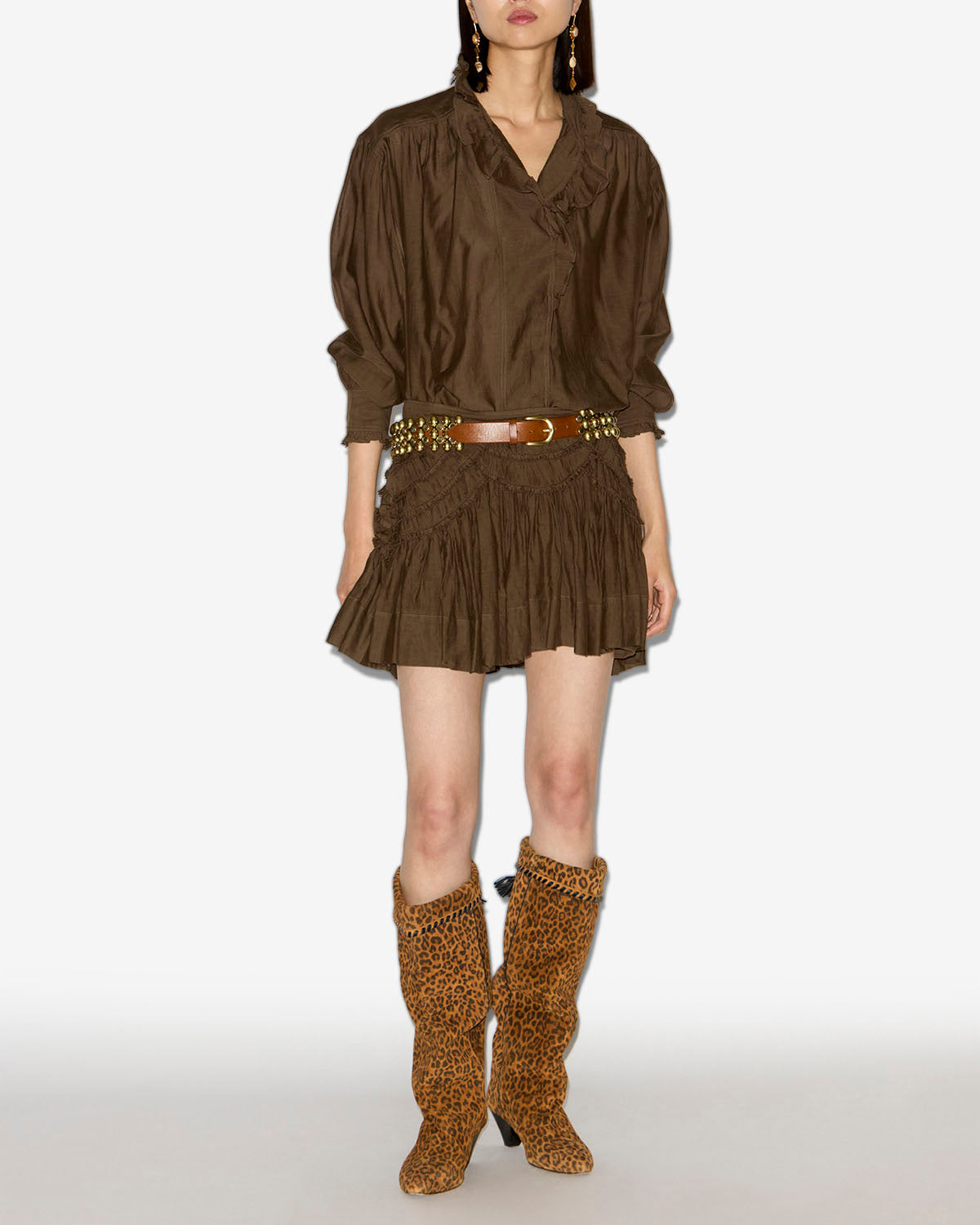 Ceola 러플 미니 스커트 - Dark khaki - Woman - 1