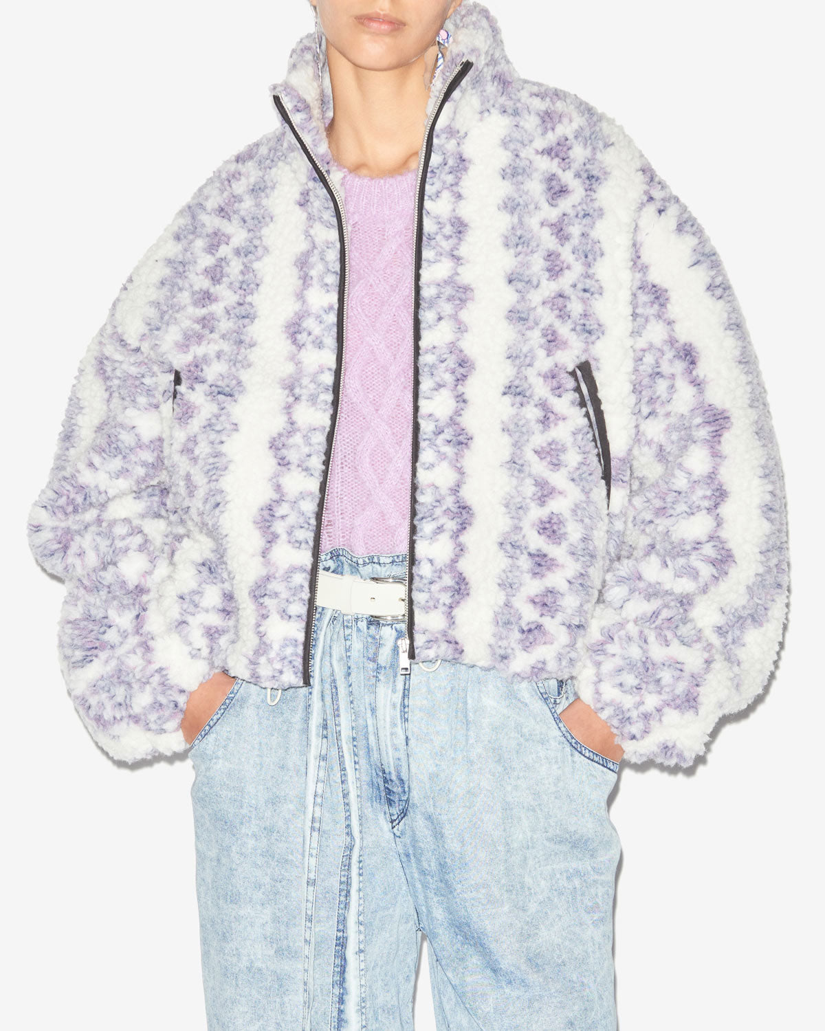 Mackensy coat Woman Ecru-purple 6