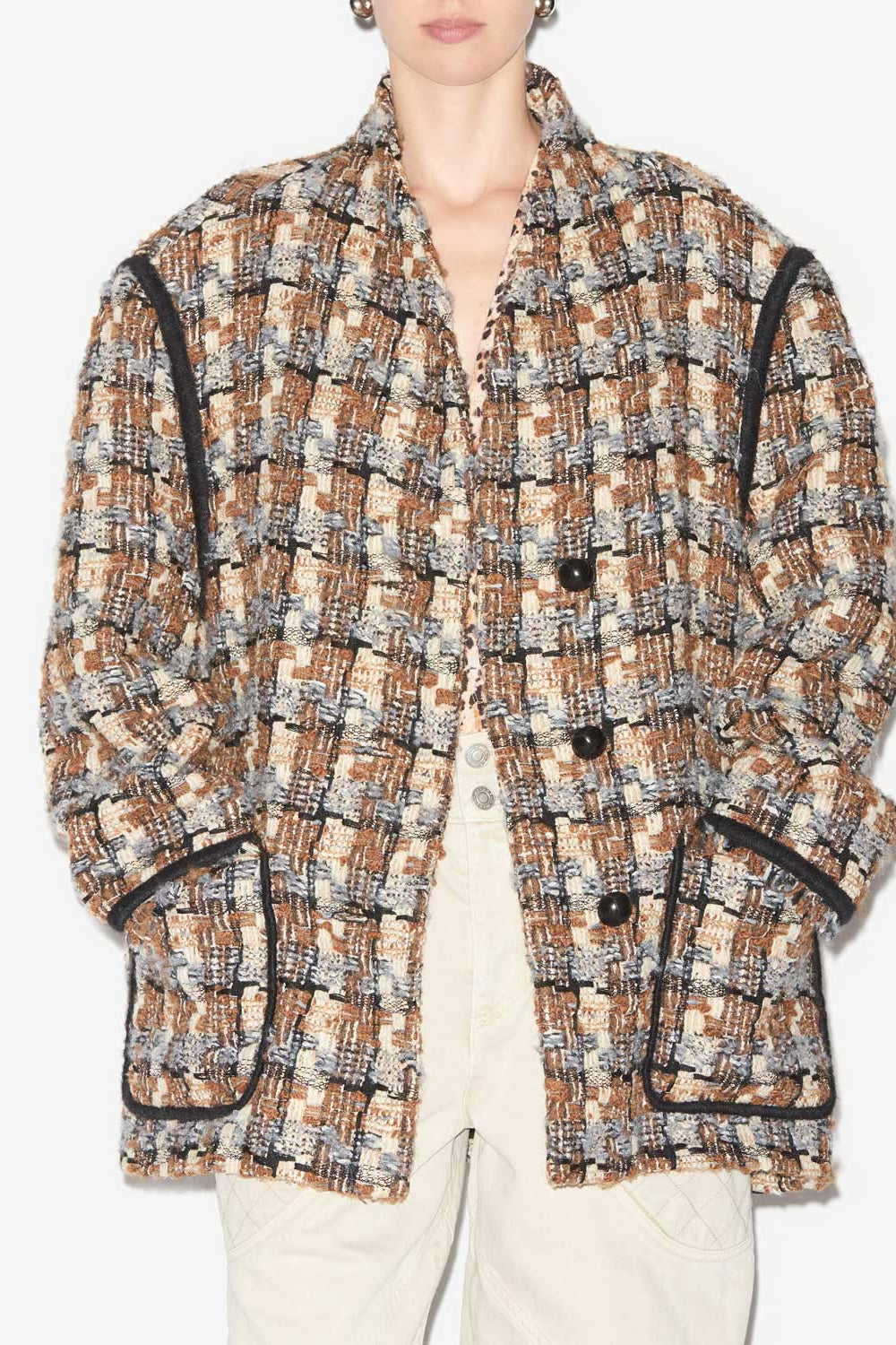 Tweed-mantel elanore - Chestnut-ecru - Woman - 3