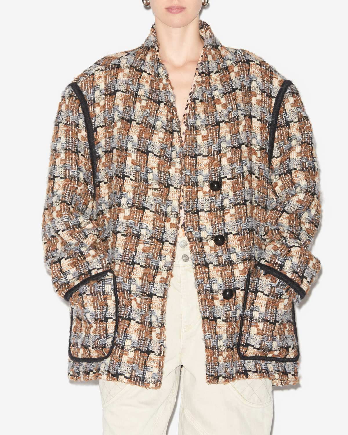 Cappotto elanore in tweed - Chestnut-ecru - Woman - 2