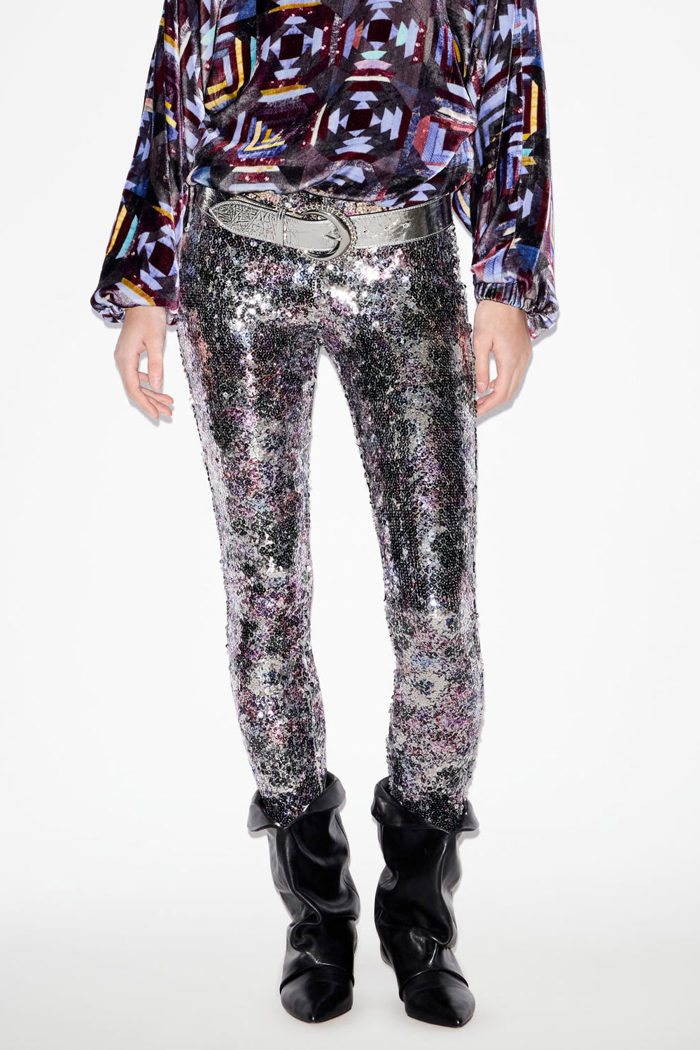 벨라(bella) 프린트 스팽글 레깅스 - Purple-silver - Woman - 4