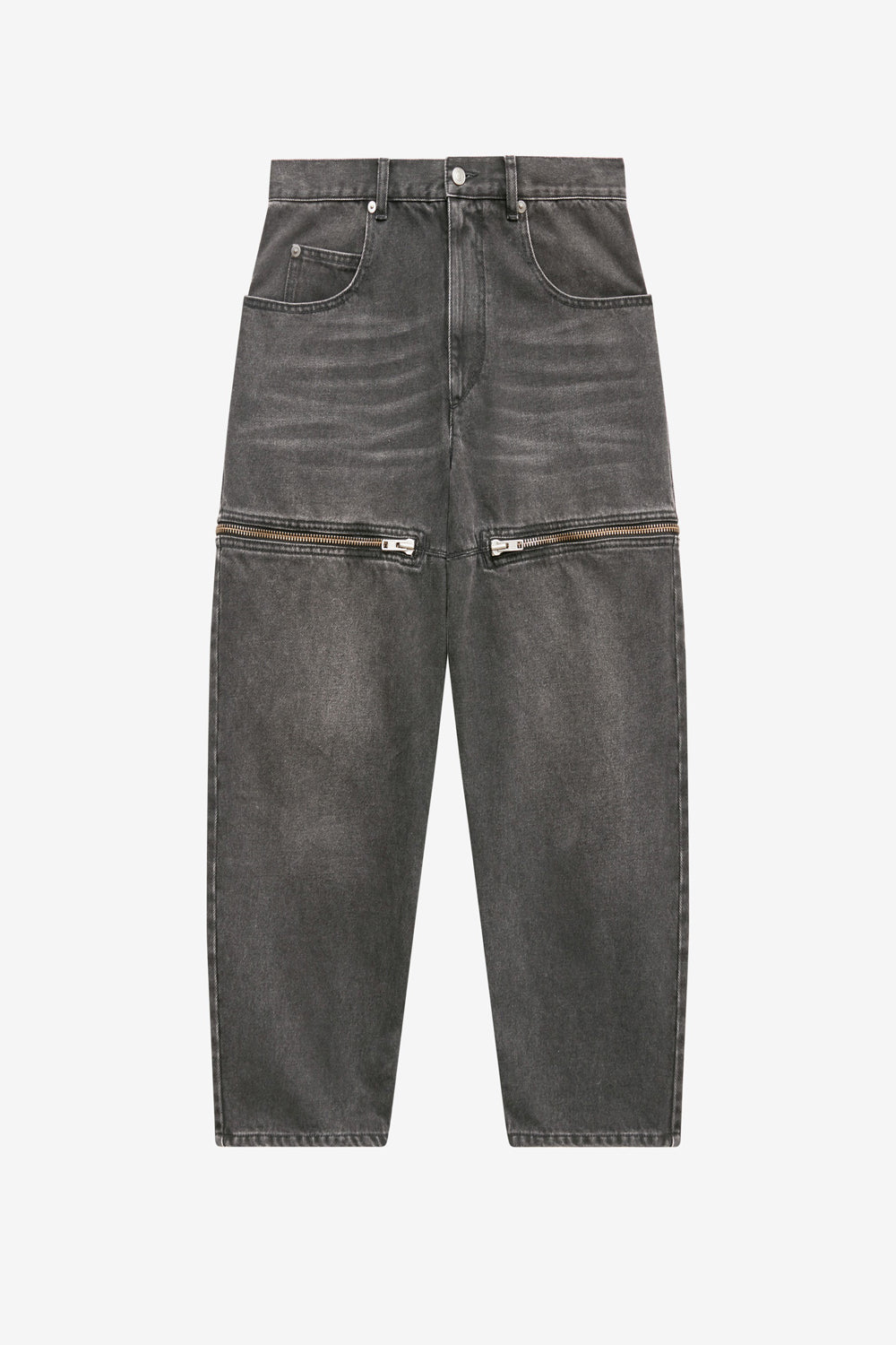 Salia ファスナー付きワイド デニムジーンズ - ウォッシュドブラック - Woman - 1