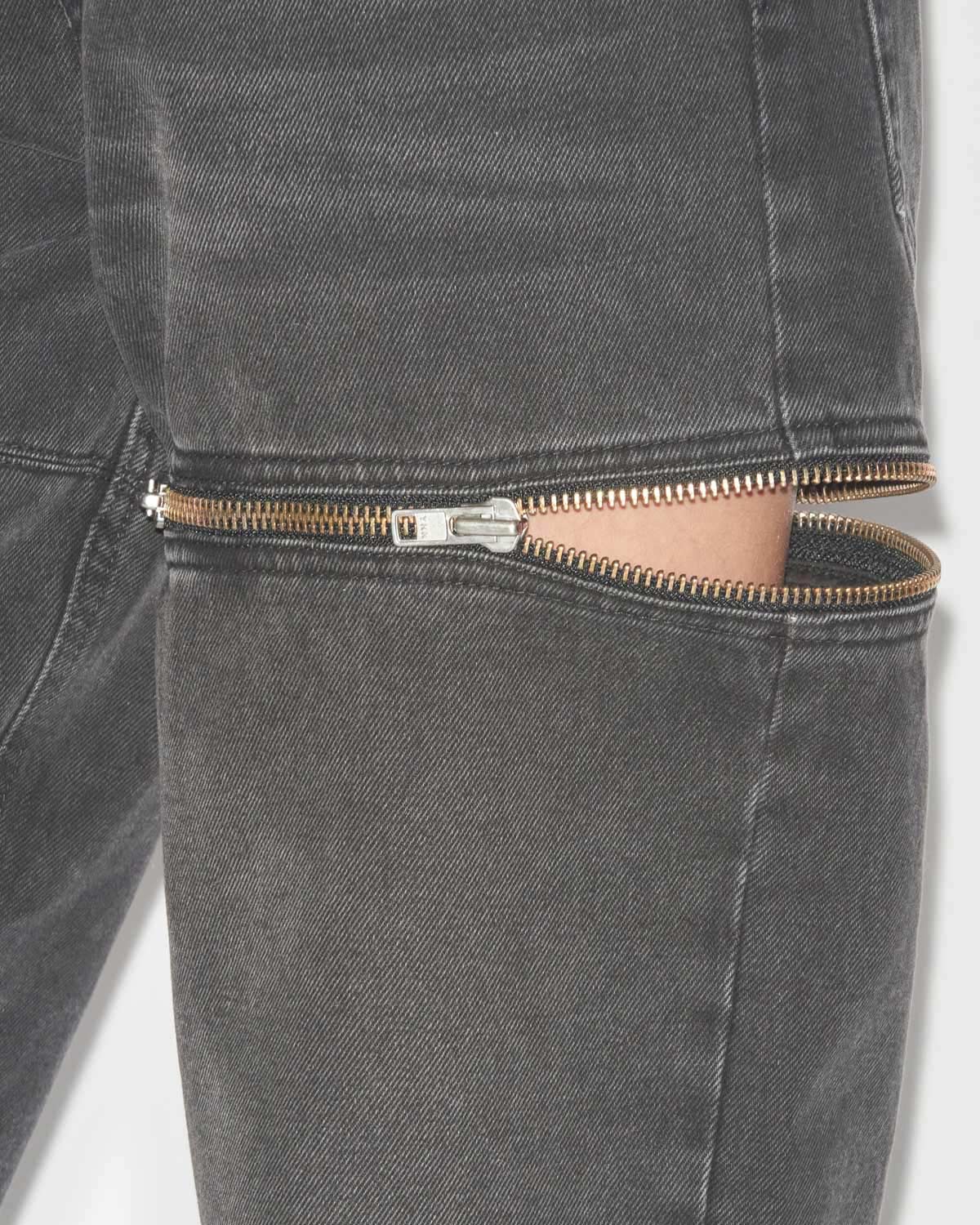 Salia ファスナー付きワイド デニムジーンズ - ウォッシュドブラック - Woman - 2