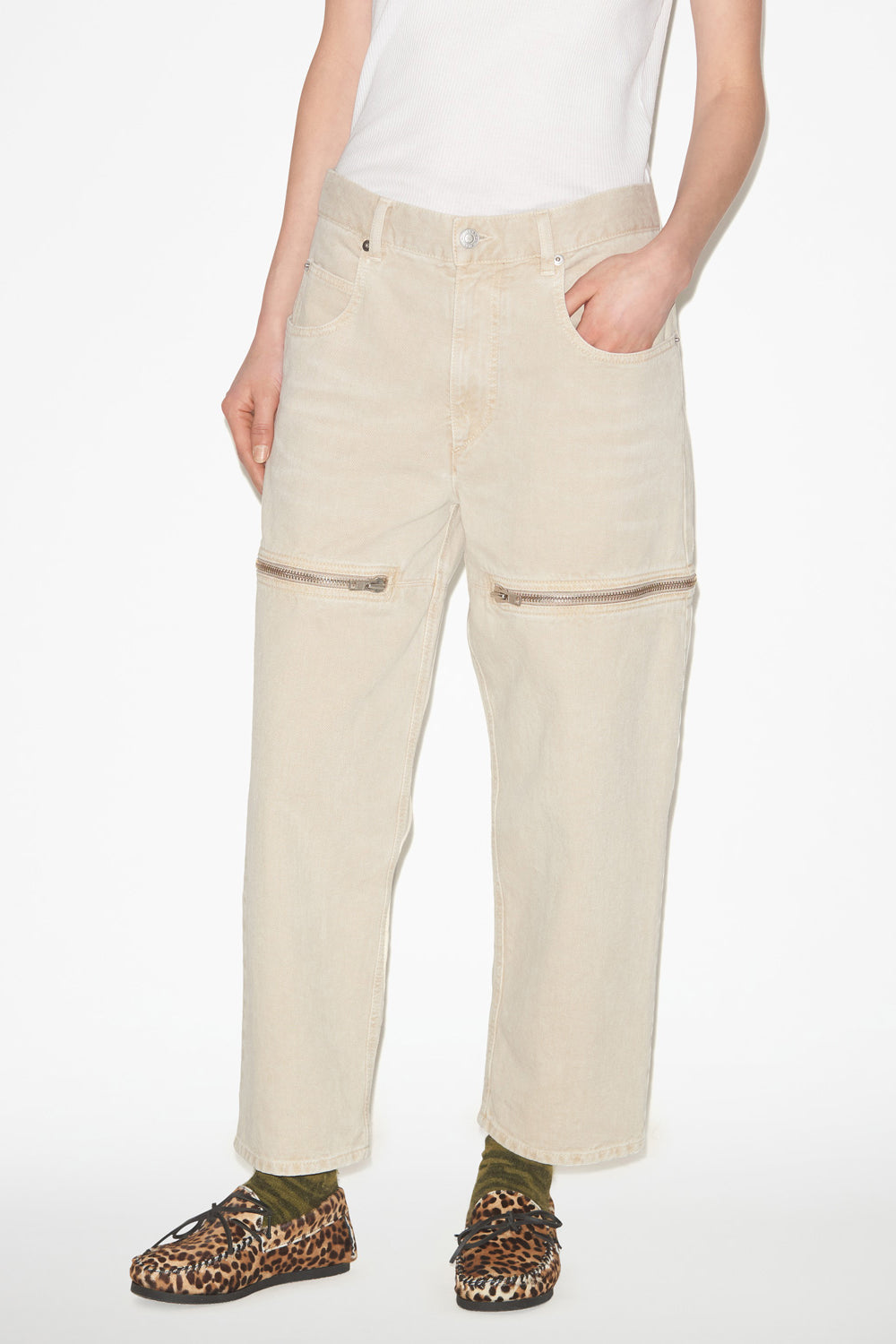 Salia ファスナー付きワイド デニムジーンズ - 生成り - Woman - 4