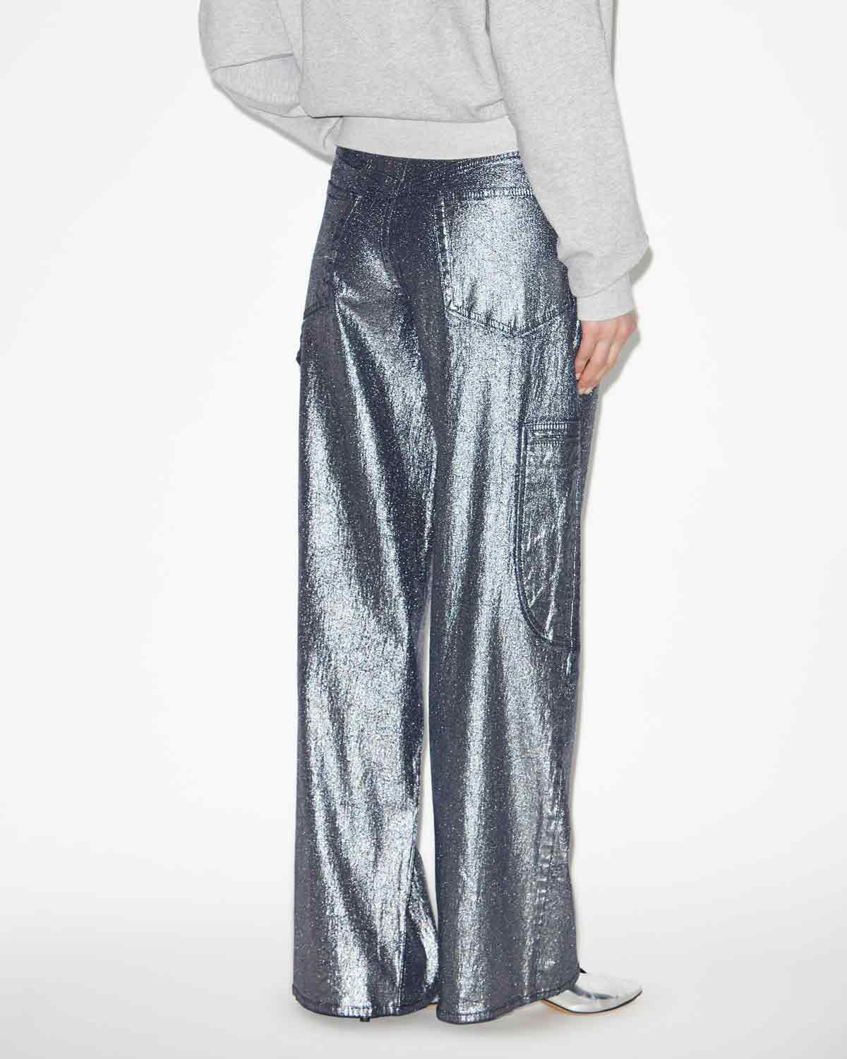 Jeans cover in denim metallizzato - Argento - Woman - 4