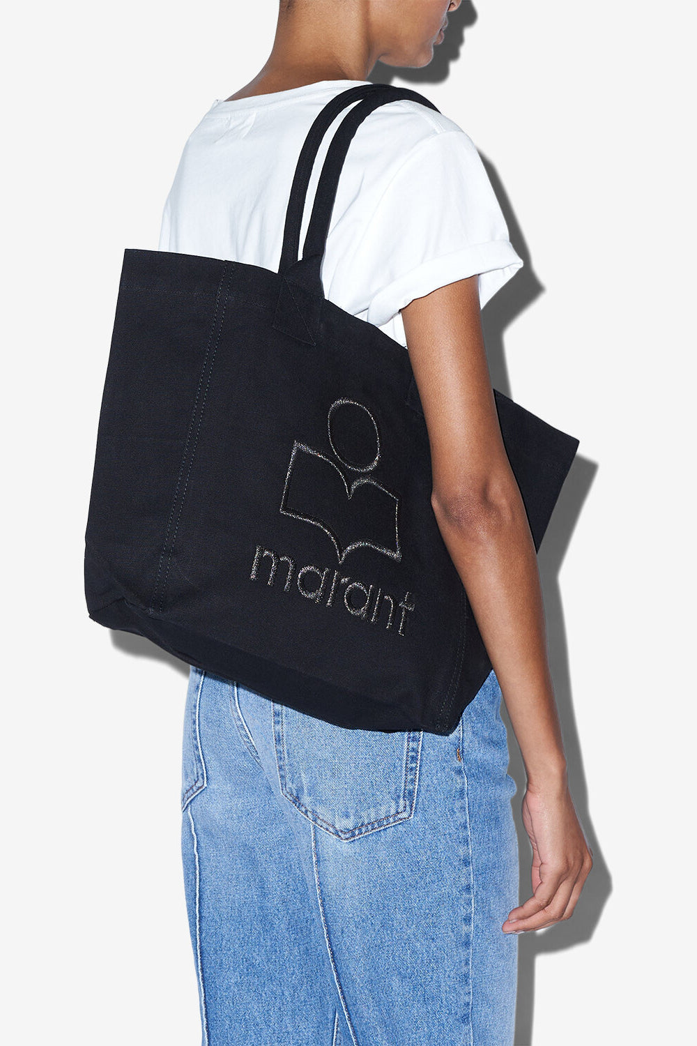 Borsa small yenky in cotone con logo - Nero - Woman - 2