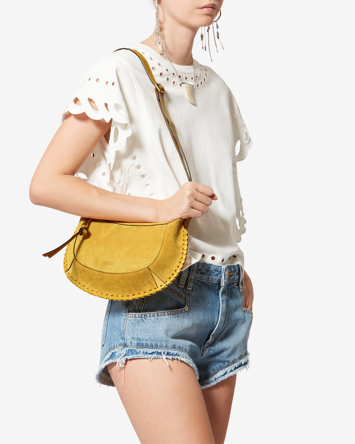 Borsetta oskan moon in pelle di vitello scamosciata intrecciata - Saffron - Woman - 2