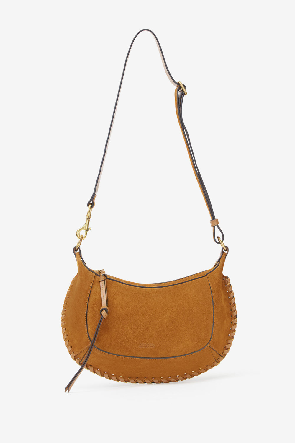 Sac porté épaule en cuir de veau velours tressé oskan moon - Cognac - Woman - 5