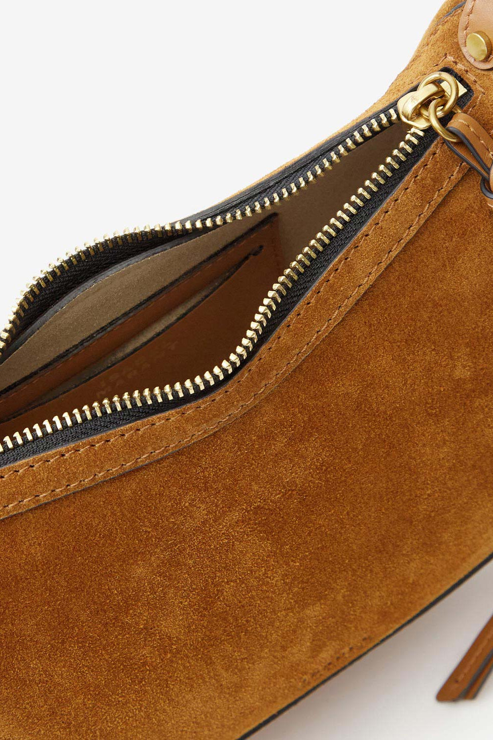 Sac porté épaule en cuir de veau velours tressé oskan moon - Cognac - Woman - 3