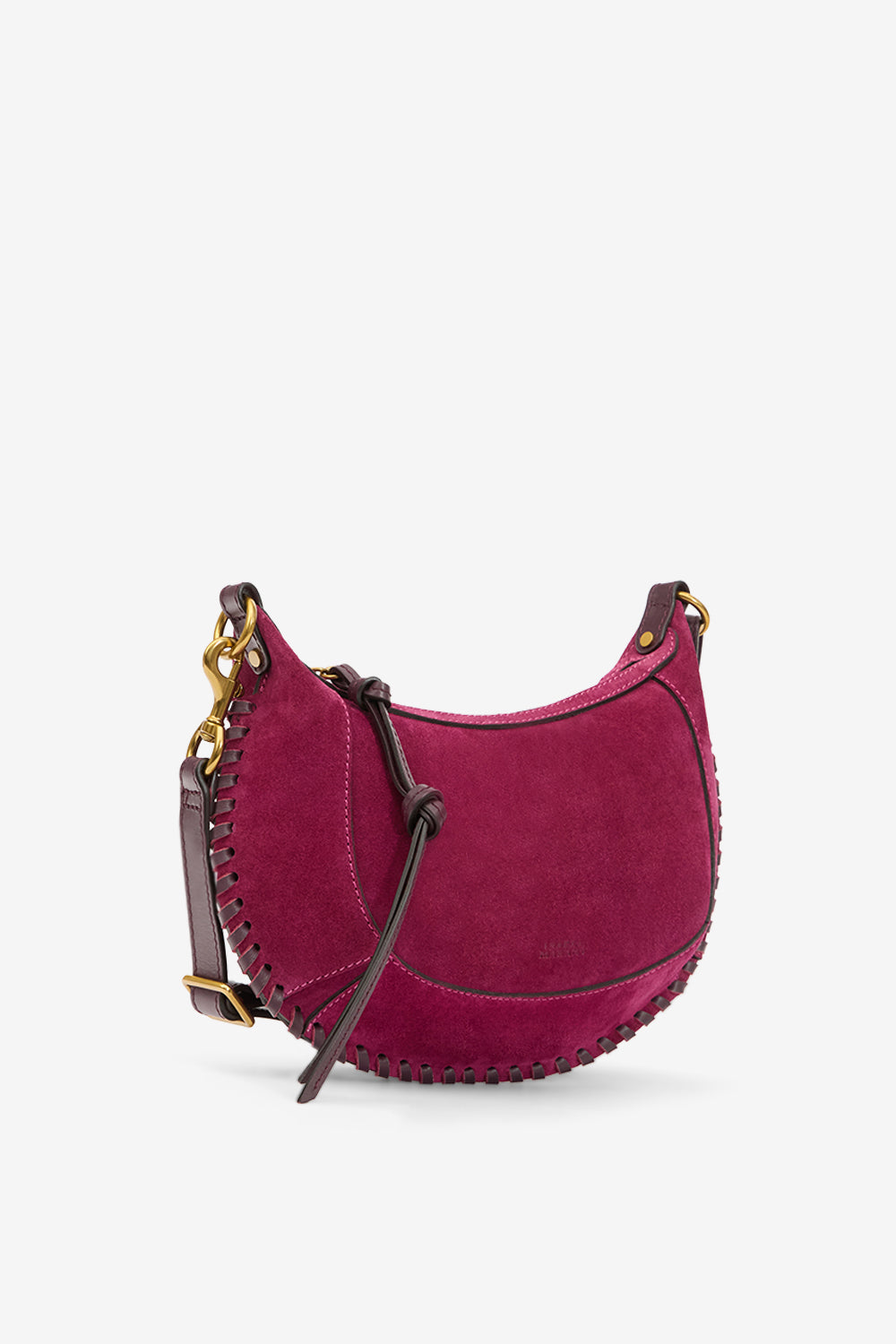 Sac porté épaule oskan moon en cuir de veau velours - Prune - Woman - 5