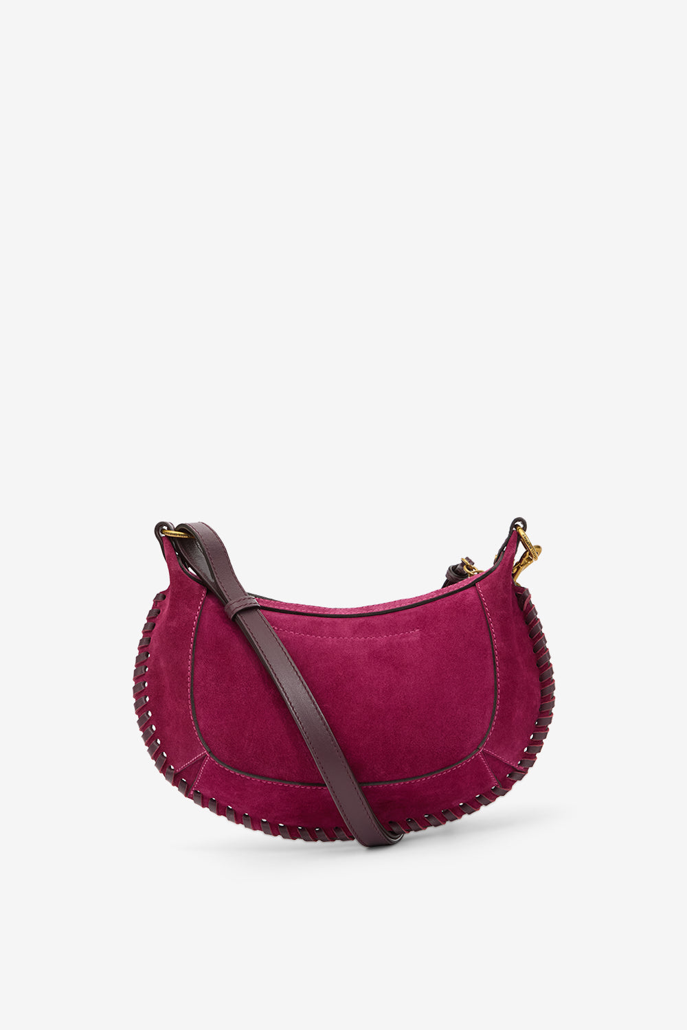 Sac porté épaule oskan moon en cuir de veau velours - Prune - Woman - 3