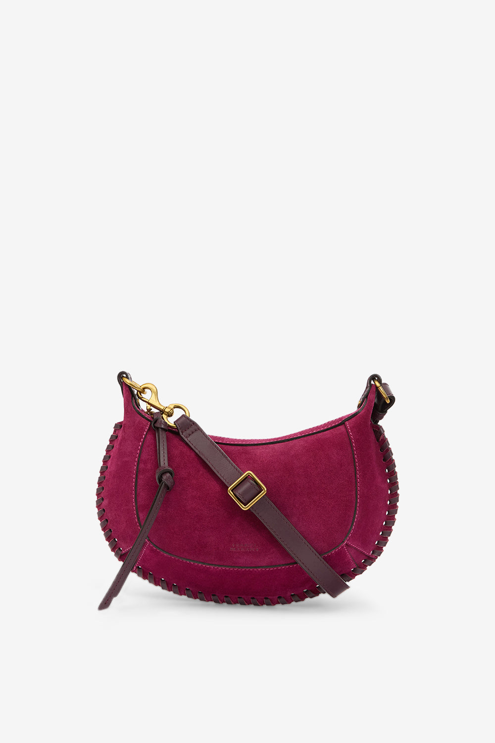 Sac porté épaule oskan moon en cuir de veau velours - Prune - Woman - 1