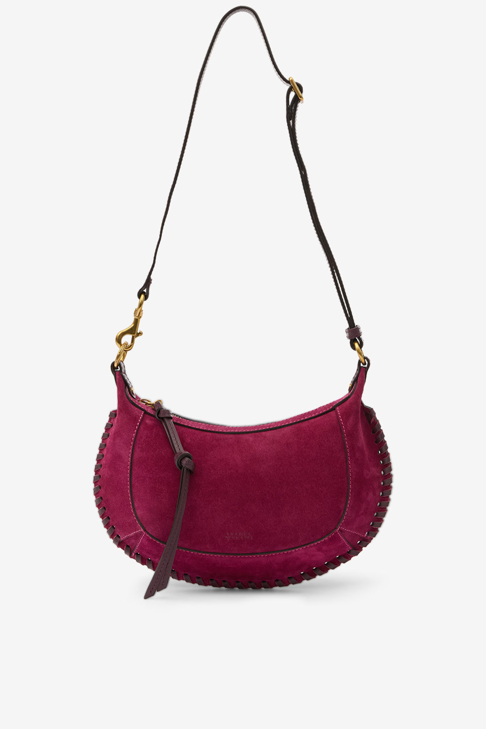 Sac porté épaule oskan moon en cuir de veau velours - Prune - Woman - 6