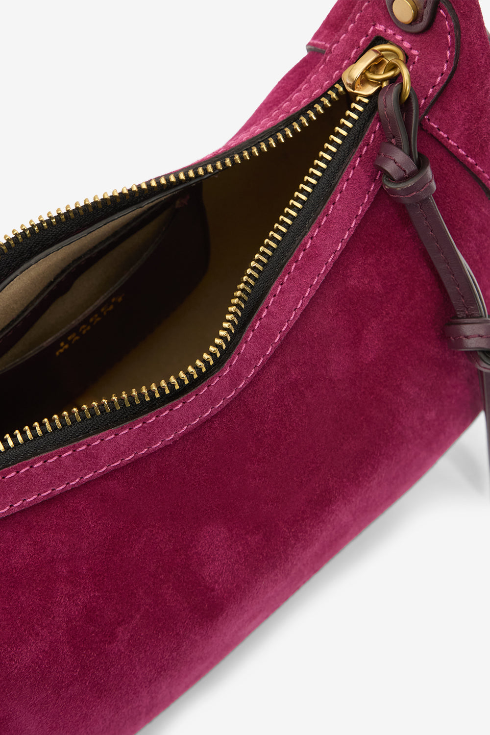 Sac porté épaule oskan moon en cuir de veau velours - Prune - Woman - 4