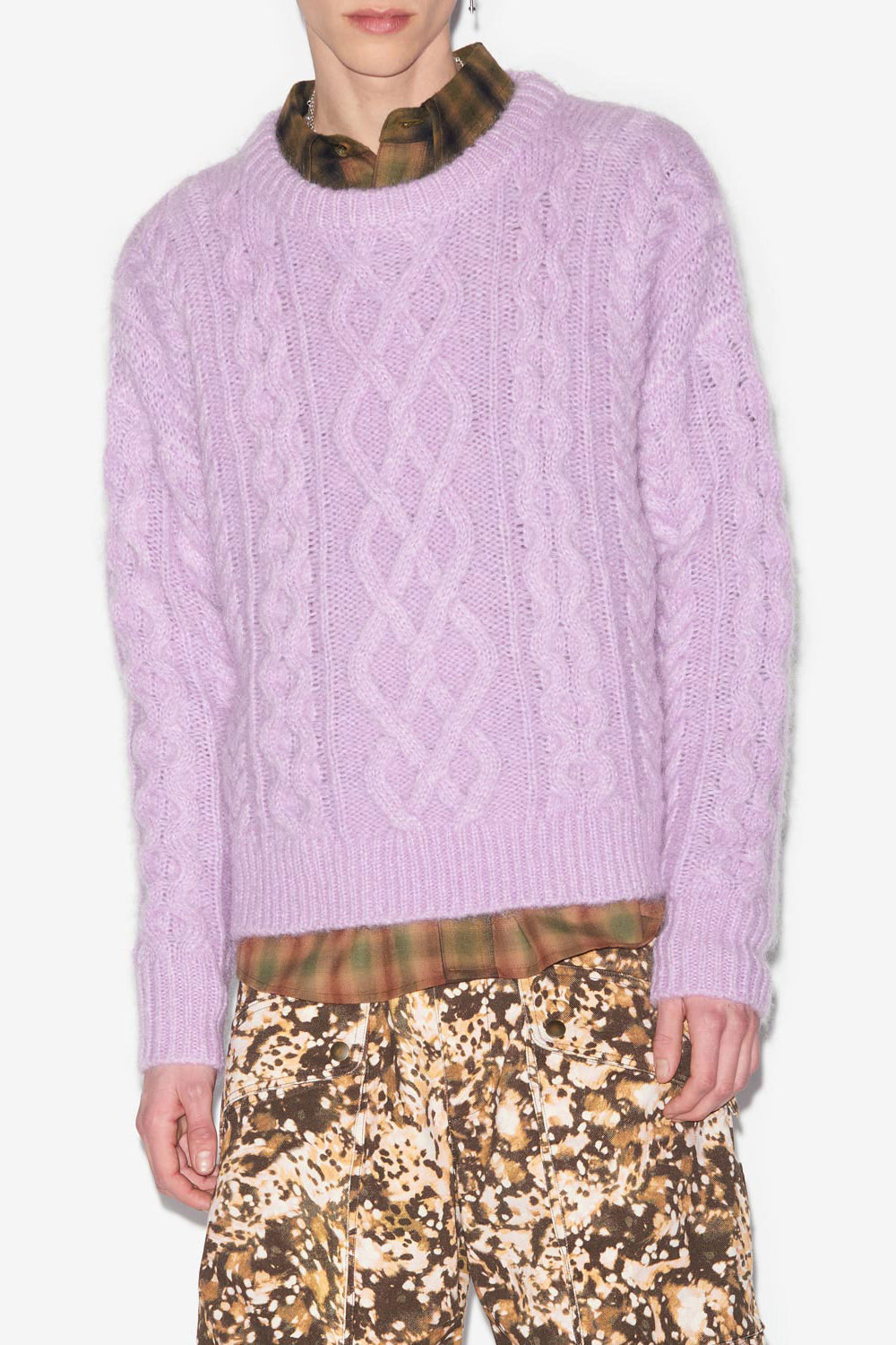 Maglione erick lavorato a trecce tinta unita - Lavender - Man - 4