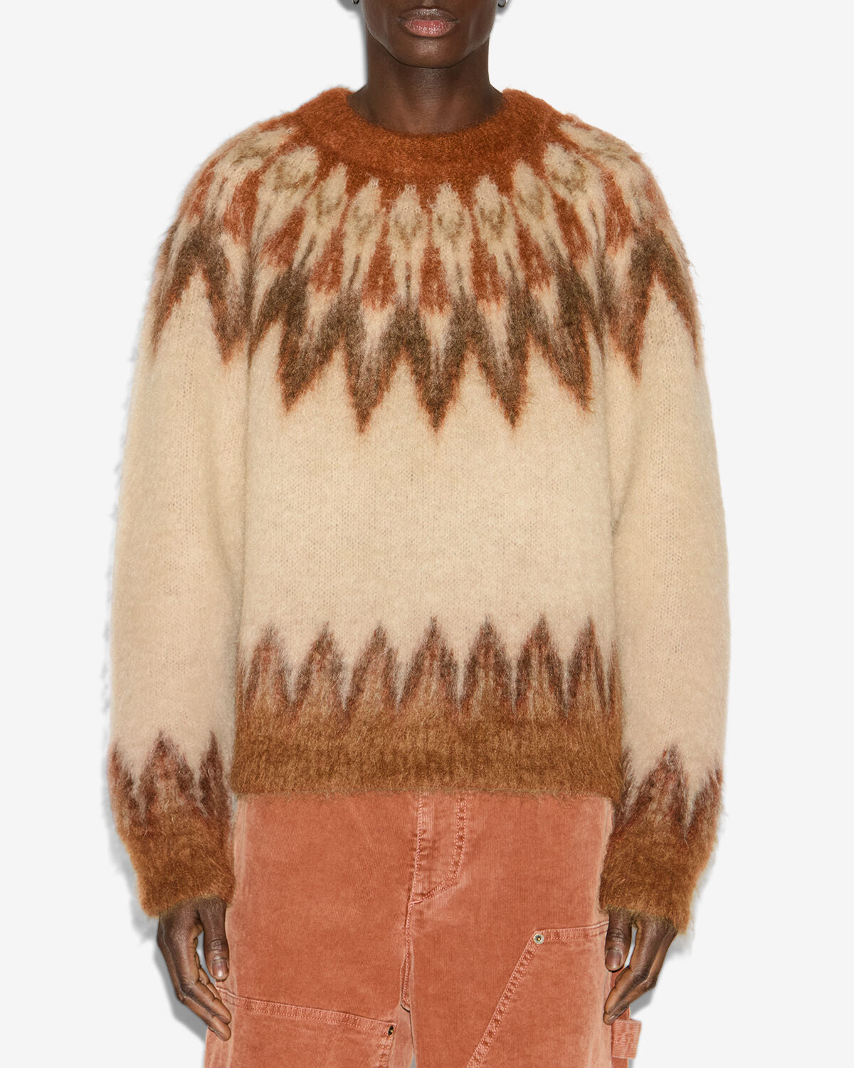 Jersey nicolas de mohair con motivos fair island - Naranja - Man - 3