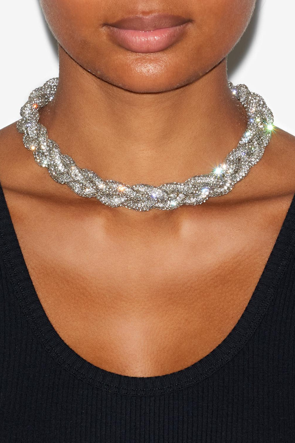 Ras du cou tresse en strass yua - Argenté - Woman - 2