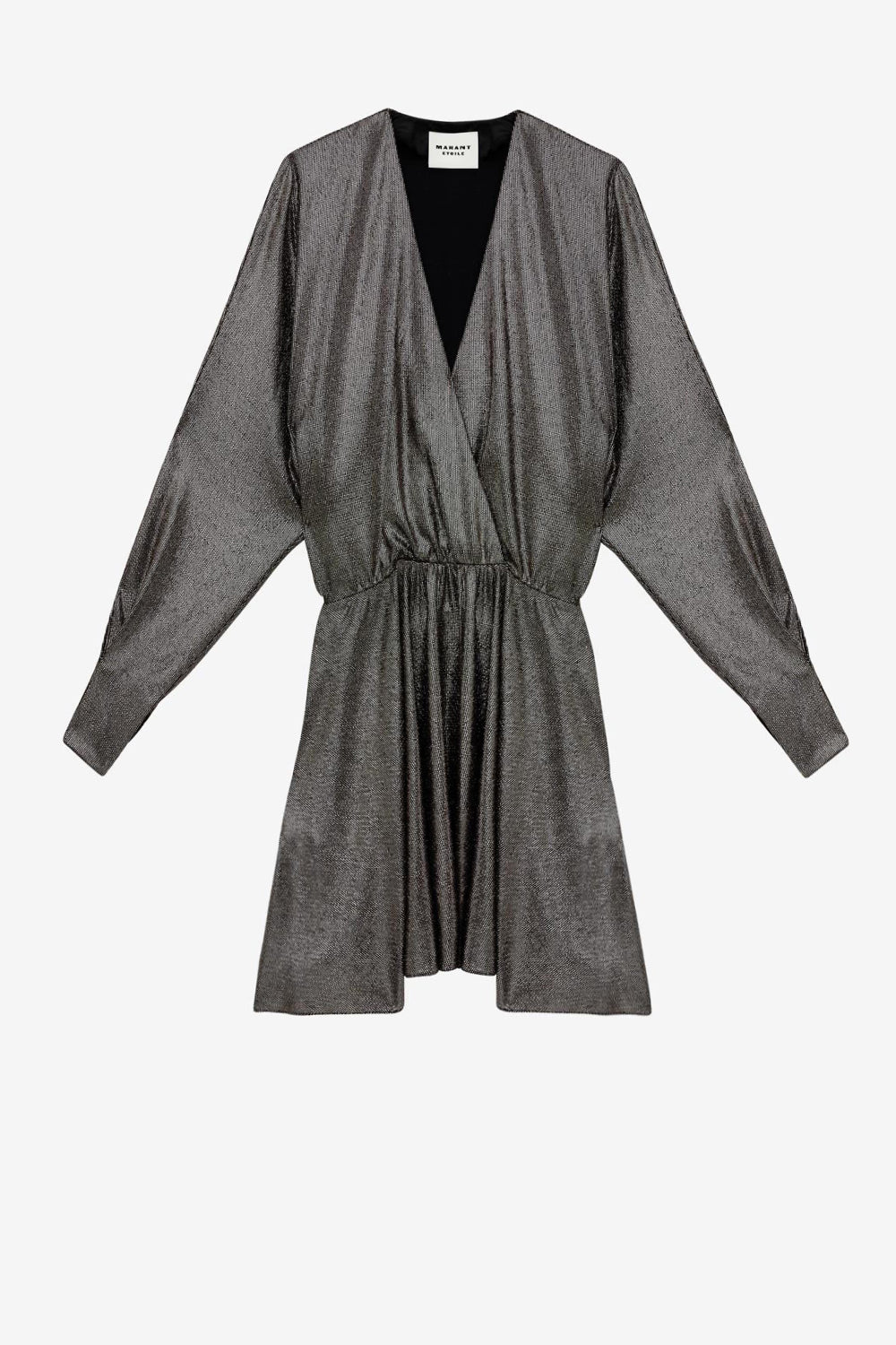 Abito alexane corto con drappeggi metallizzati - Metallic black - Woman - 1