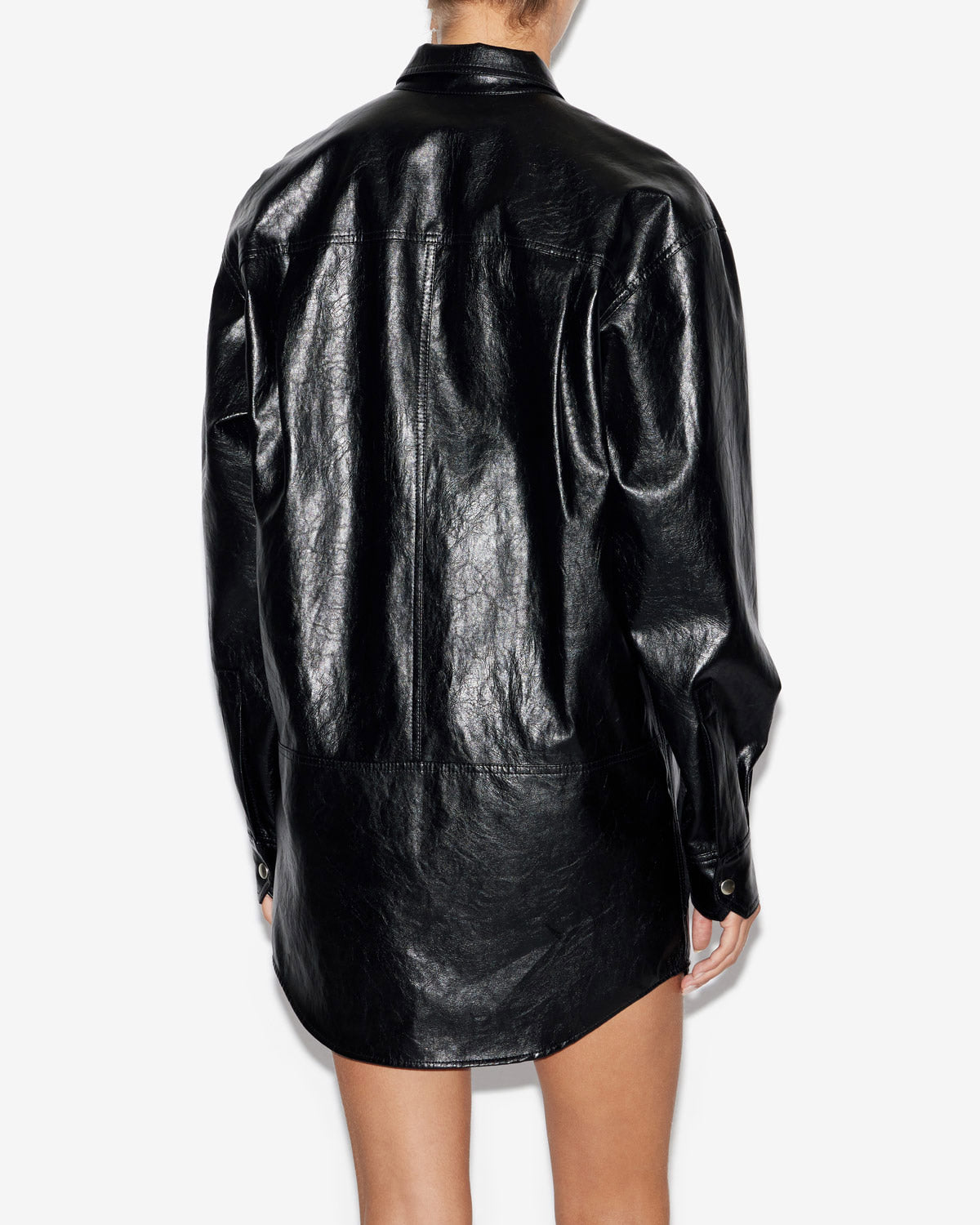 Ayali レザー風ショートシャツドレス - 黒 - Woman - 4