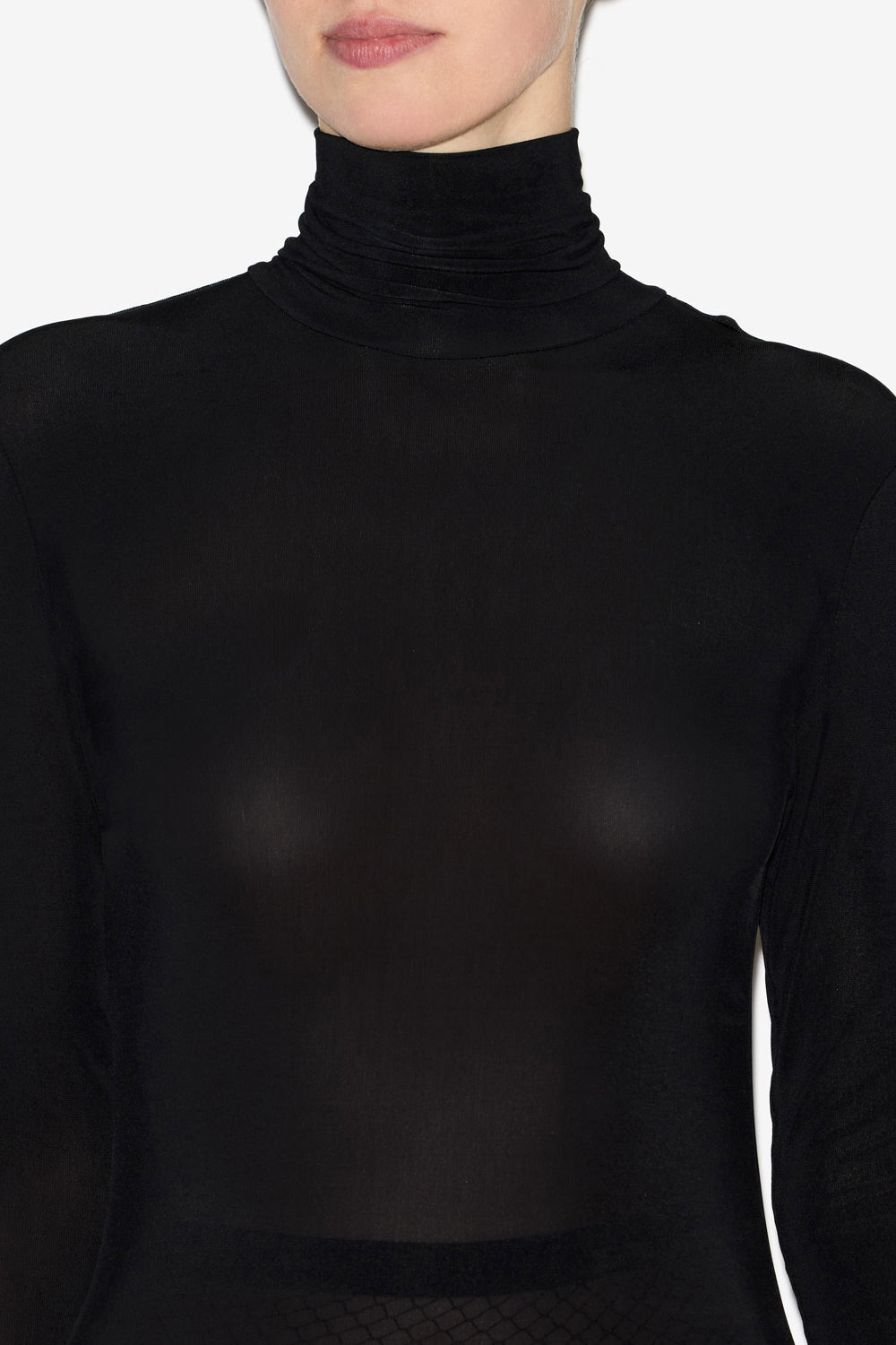 Vanessa roll neck dress in plain-colored jersey - Black - Woman - 3