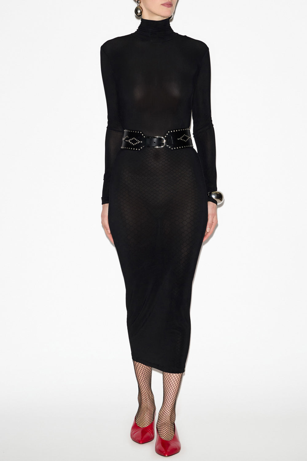 Vanessa roll neck dress in plain-colored jersey - Black - Woman - 2