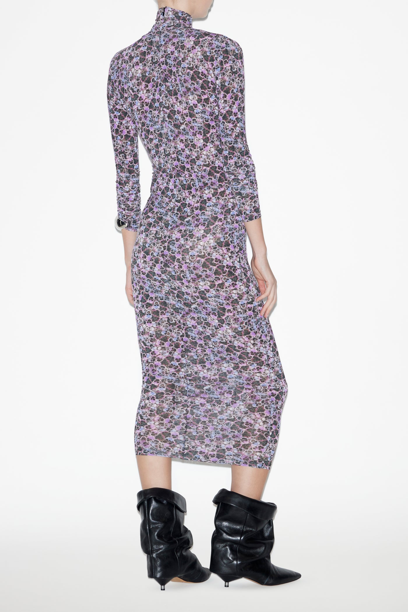 Vanessa roll neck dress in plain-colored jersey - Purple - Woman - 4