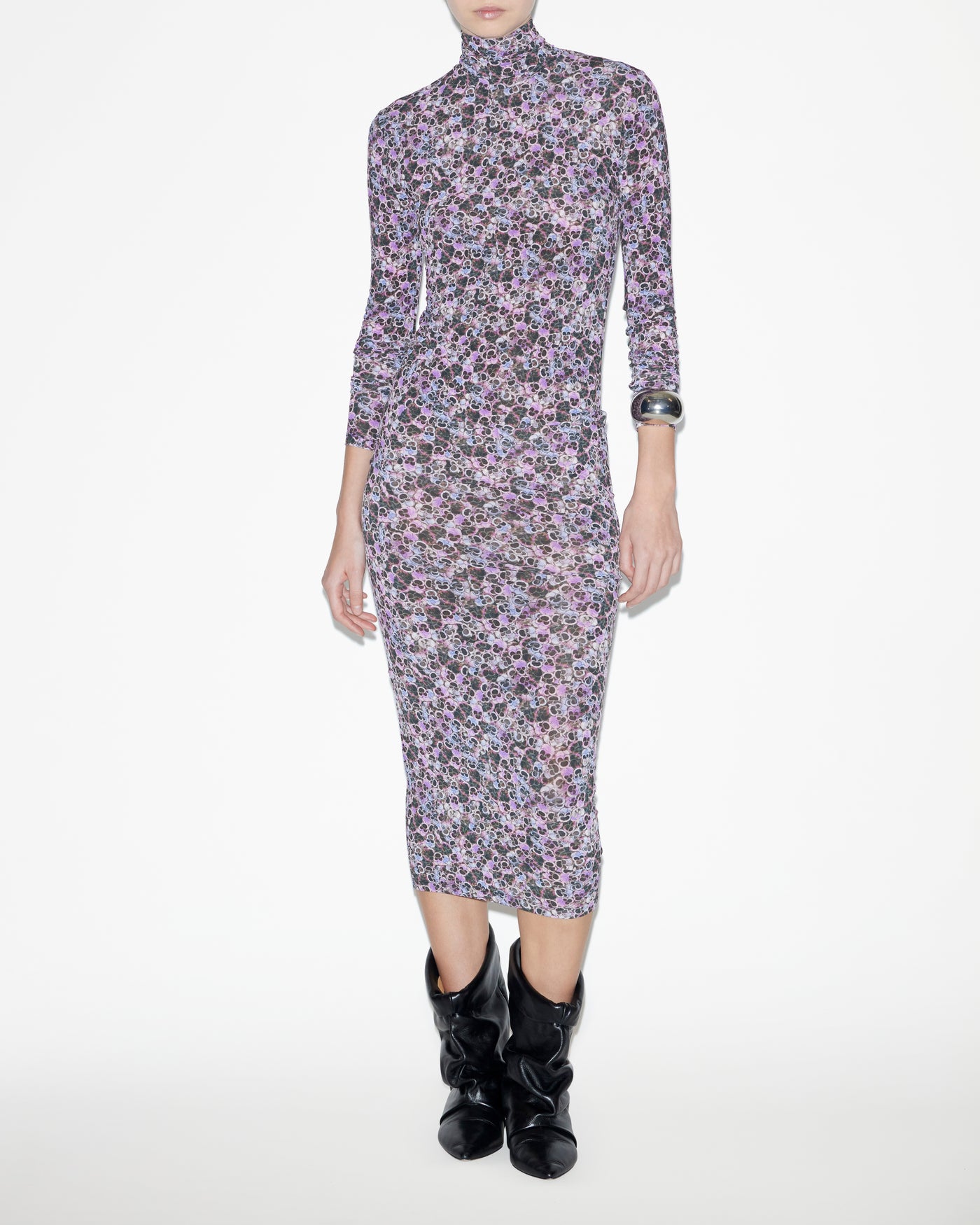 Abito vanessa in jersey stampato dolcevita - Viola - Woman - 1