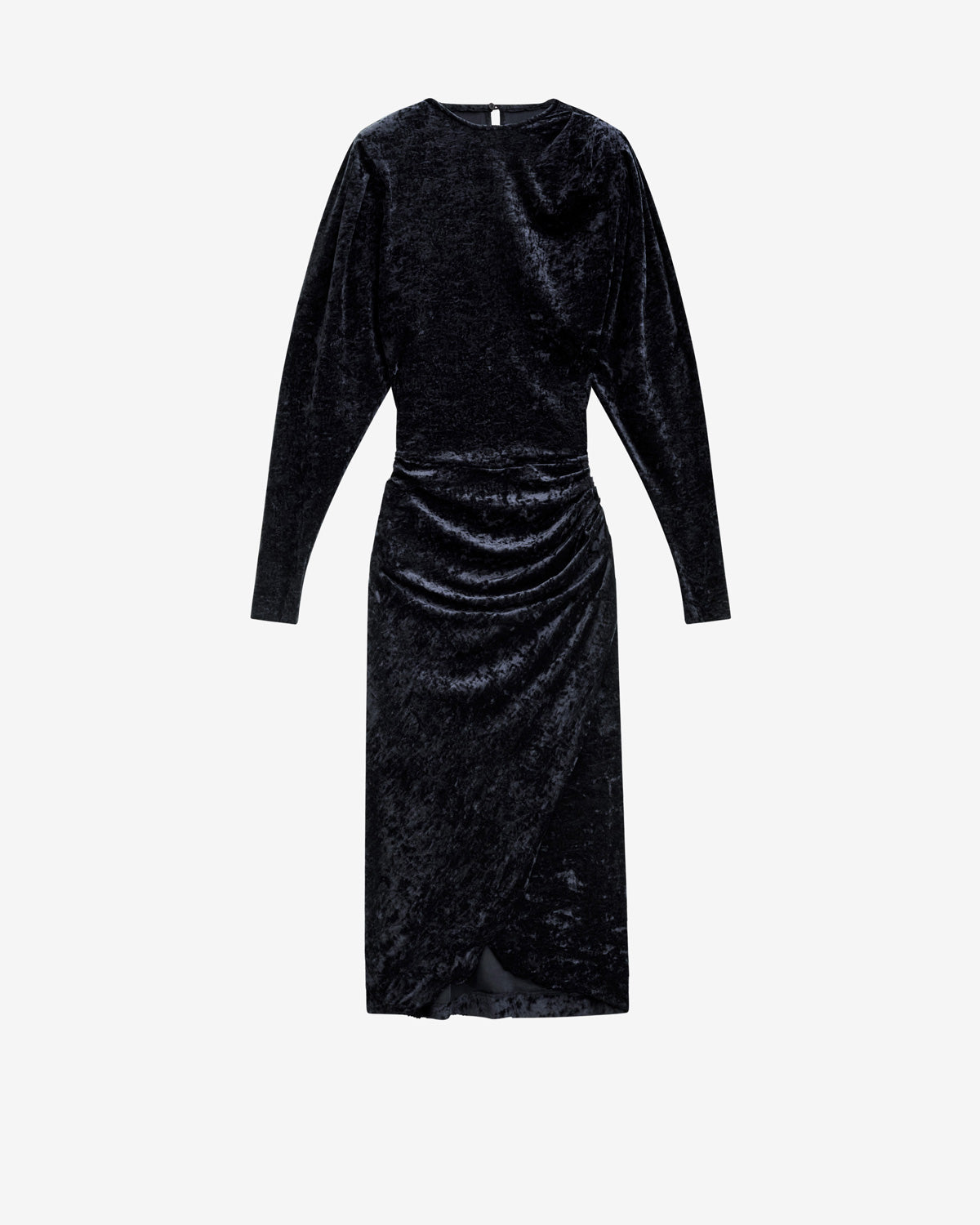 Robe midi froncée en velours hadley - Noir - Woman - 4