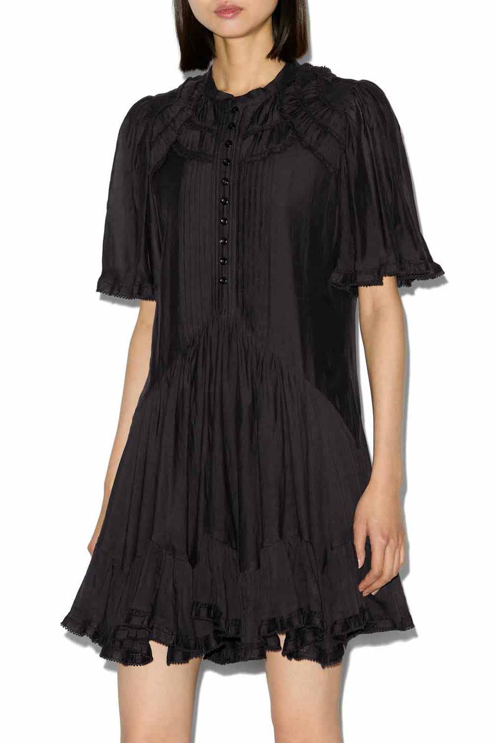 Robe courte celyana en coton froncé - Noir - Woman - 4