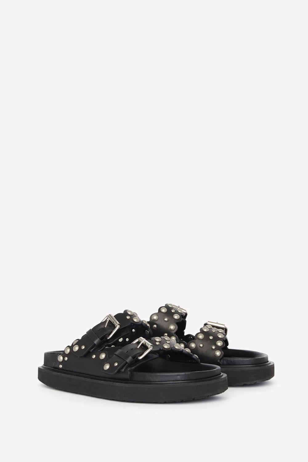 Lennya スタッズ レザー フラットサンダル - Black and silver - Woman - 3