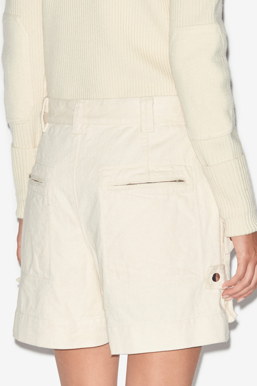 Shorts jemmy in stile workwear in cotone tinta unita - Ecru - Woman - 5