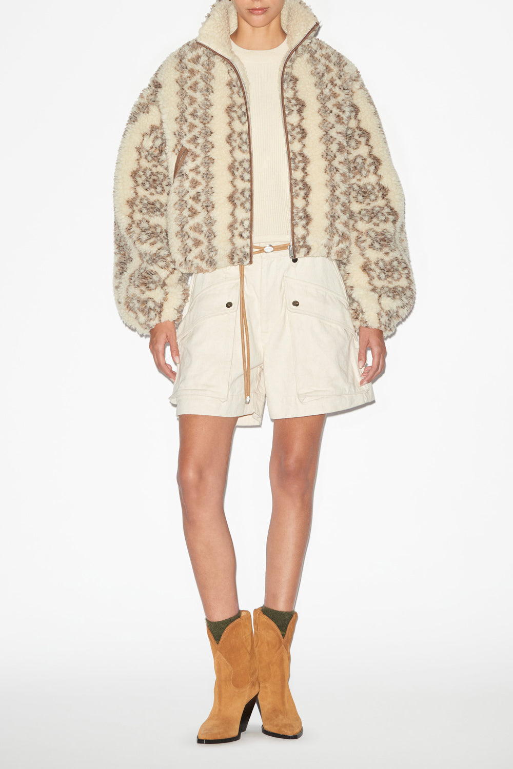 Shorts jemmy in stile workwear in cotone tinta unita - Ecru - Woman - 2