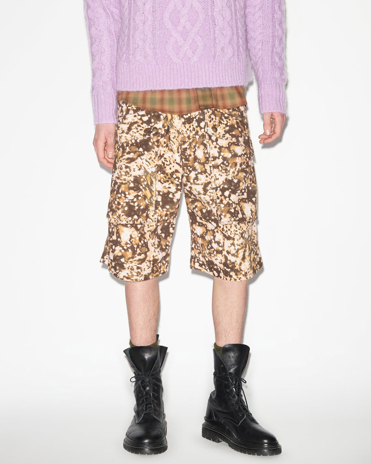 Short long inspiration workwear en denim imprimé erize - Kaki - Man - 3