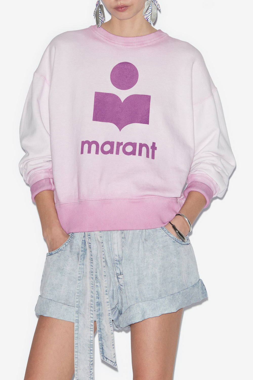 Sudadera mobyli de algodón desgastado con logotipo - Lilac - Woman - 4