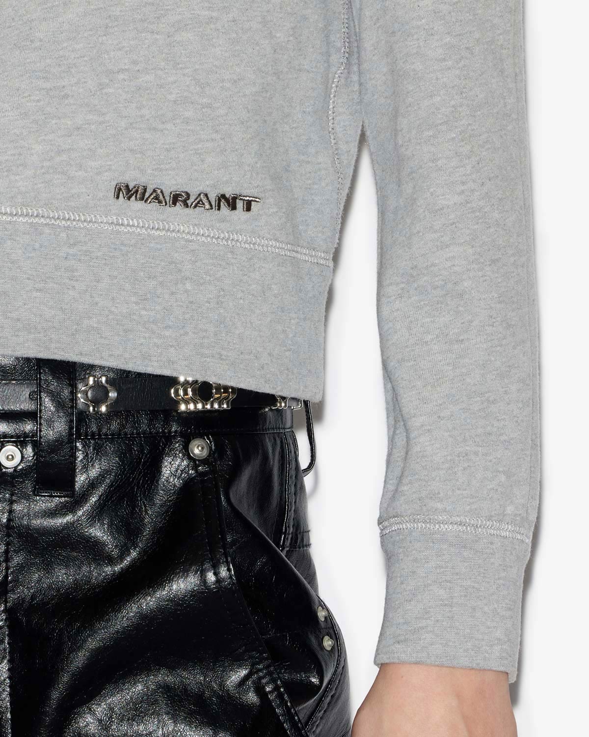 Felpa prissa in cotone con spalle strutturate - Grigio - Woman - 2