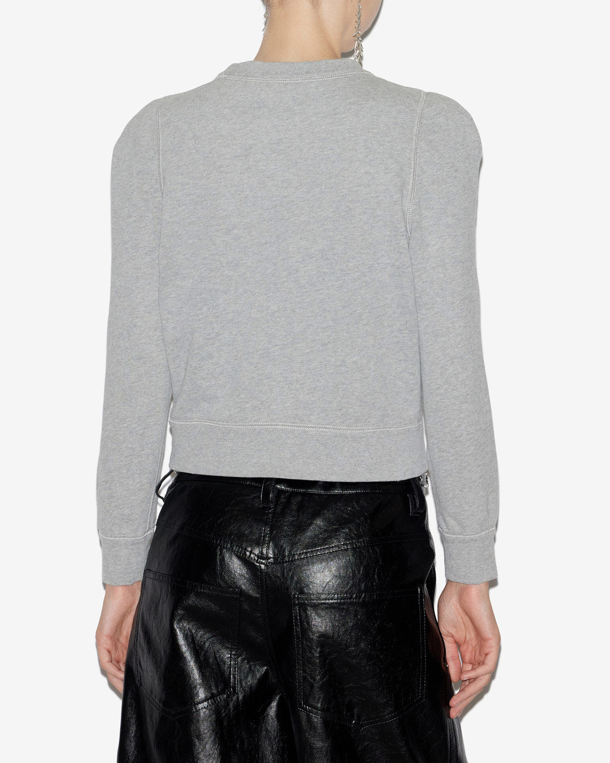 Felpa prissa in cotone con spalle strutturate - Grigio - Woman - 4