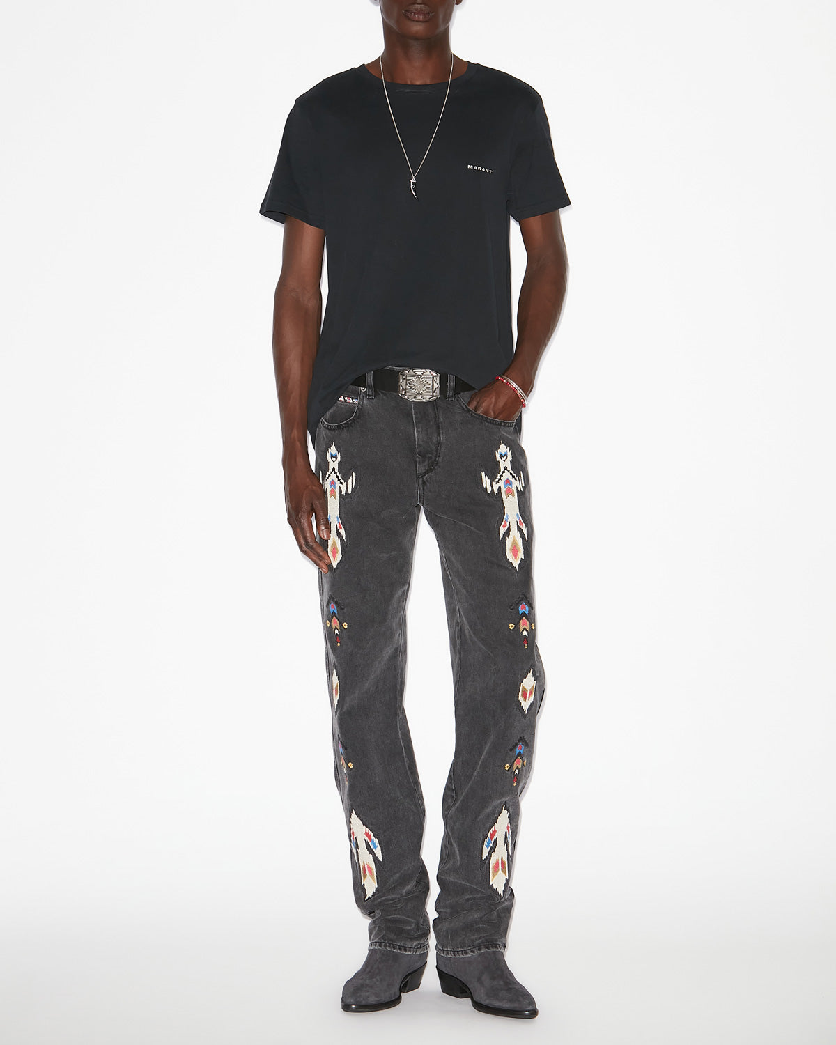 T-shirt zafferh aus einfarbiger baumwolle mit kurzen ärmeln - Schwarz - Man - 1