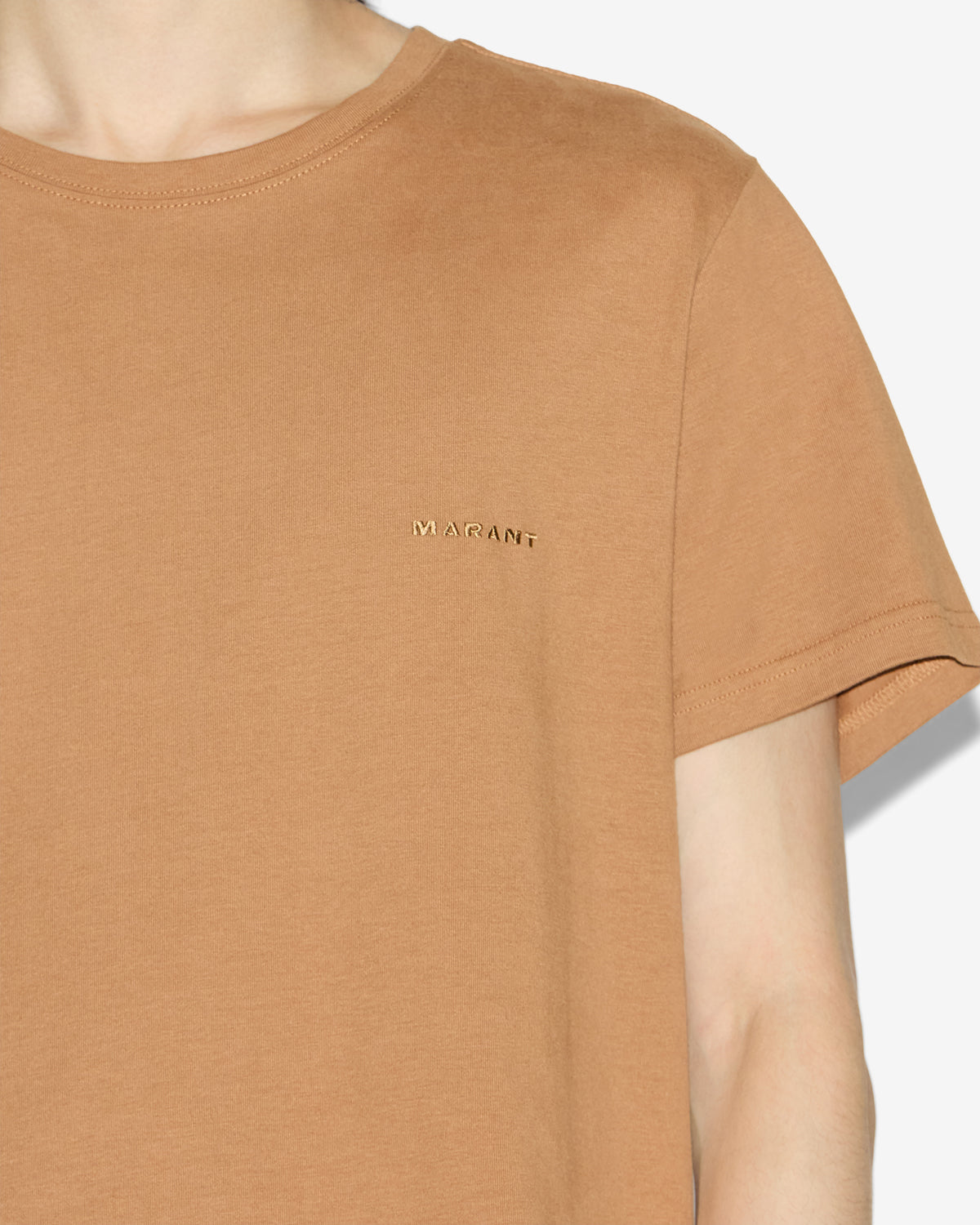 T-shirt a maniche corte zafferh in cotone a tinta unita - Camel - Man - 2
