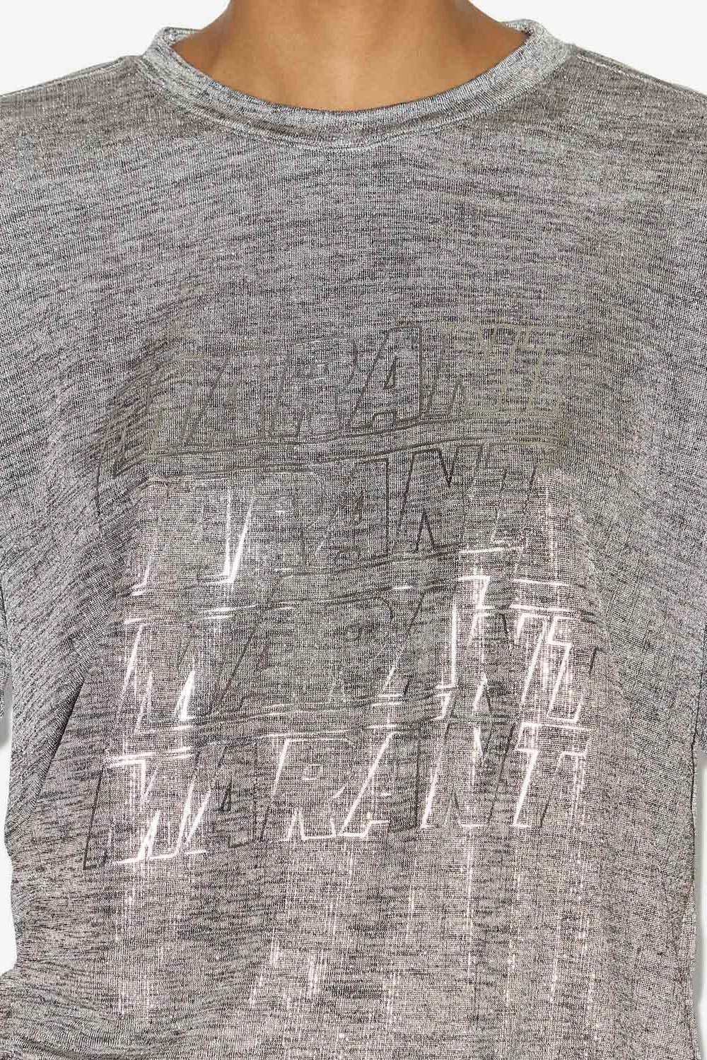 Camiseta de punto jersey metalizado con logos zoeline - Gray-silver - Woman - 3