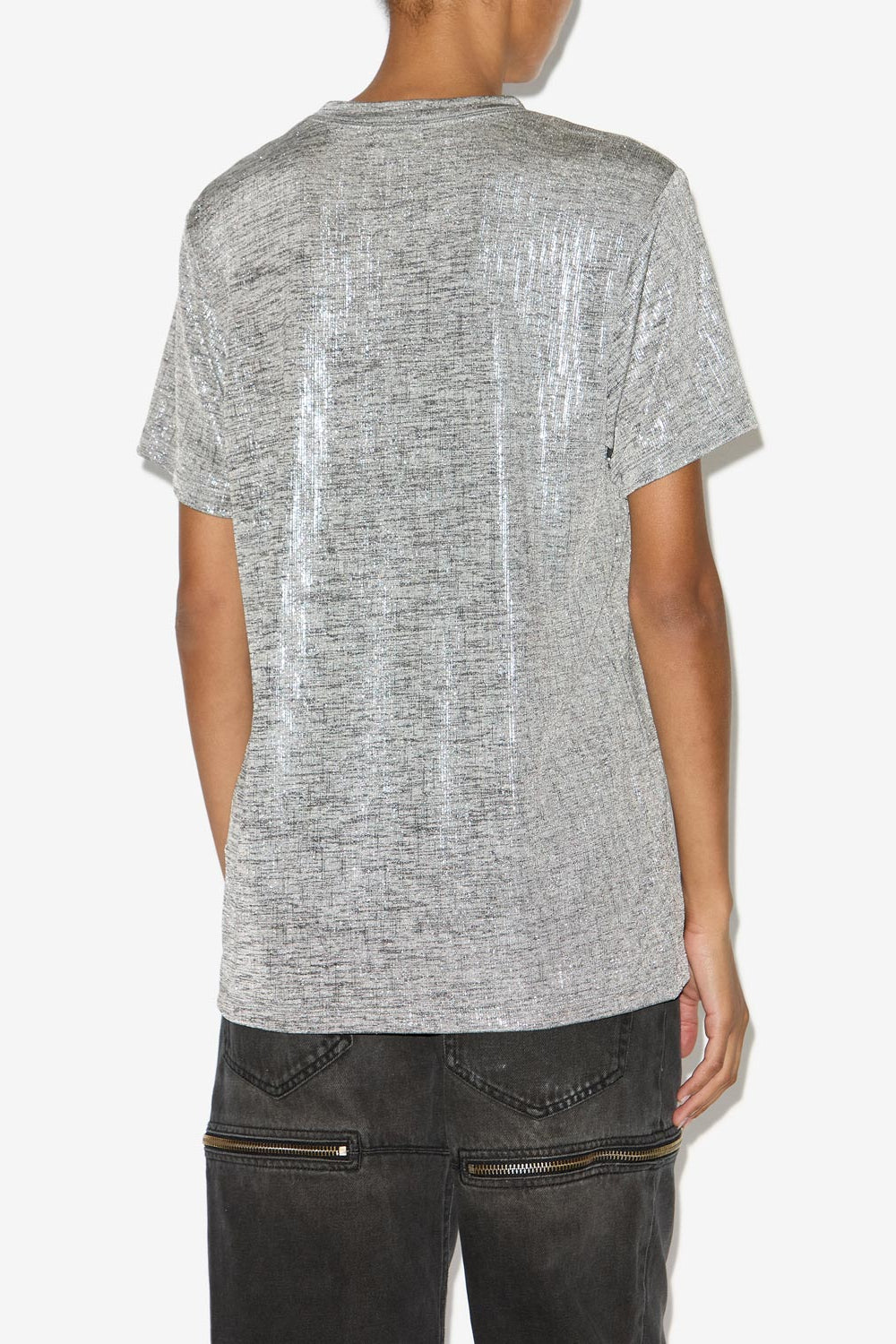 Camiseta de punto jersey metalizado con logos zoeline - Gray-silver - Woman - 5