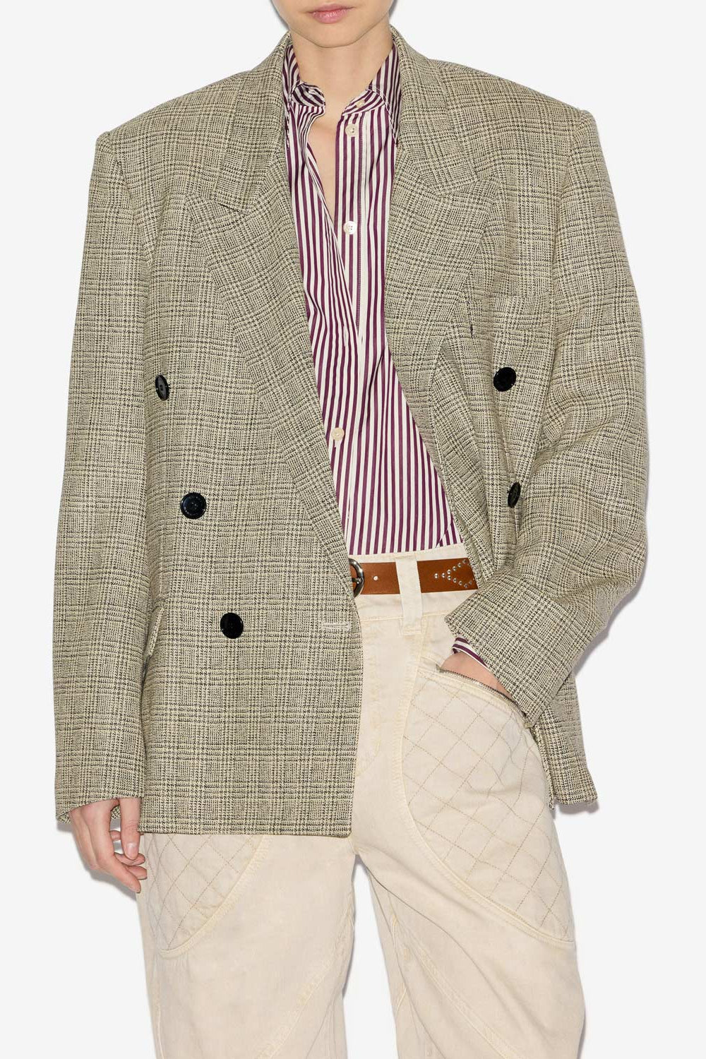 Klero プリンス オブ ウェールズ ウール スーツ ジャケット - Ecru and black - Woman - 4