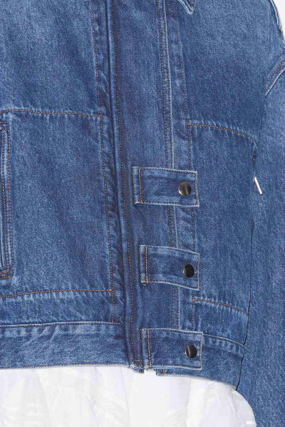 Giacca julie corta in denim tinta unita stile workwear - Blu - Woman - 3