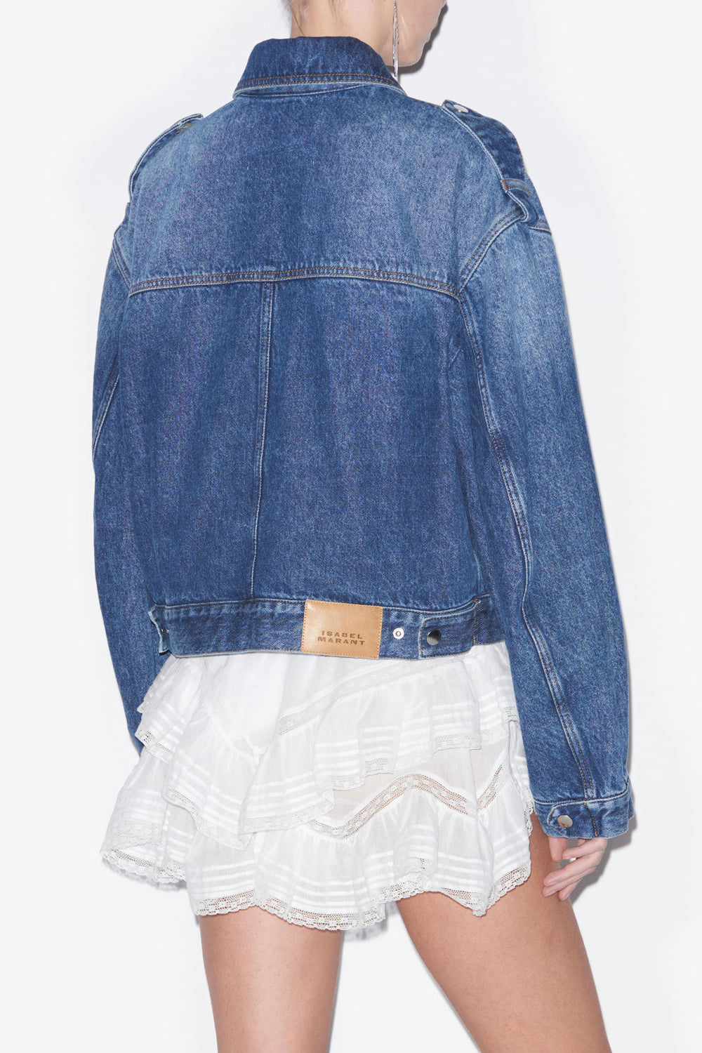 Giacca julie corta in denim tinta unita stile workwear - Blu - Woman - 5