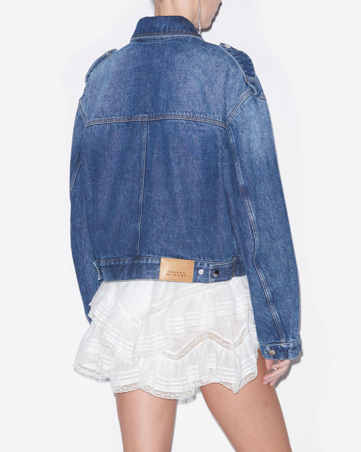 Giacca julie corta in denim tinta unita stile workwear - Blu - Woman - 4