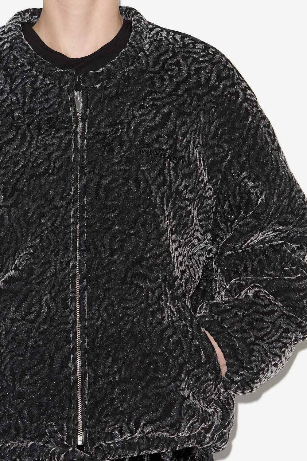Veste bomber abelina en velours dévoré - Noir métallique - Woman - 3