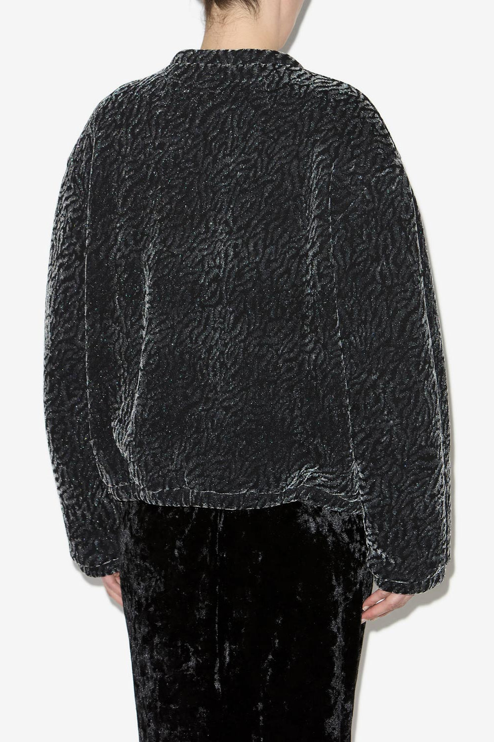 Veste bomber abelina en velours dévoré - Noir métallique - Woman - 5