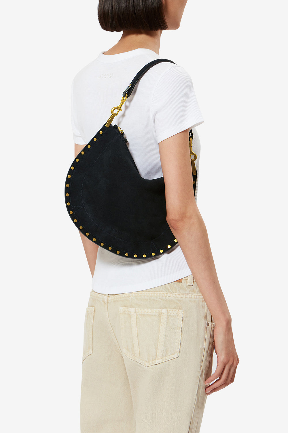 Handtasche oskan hobo soft zip aus geflochtenem kalbs-veloursleder - Dark midnight - Woman - 2