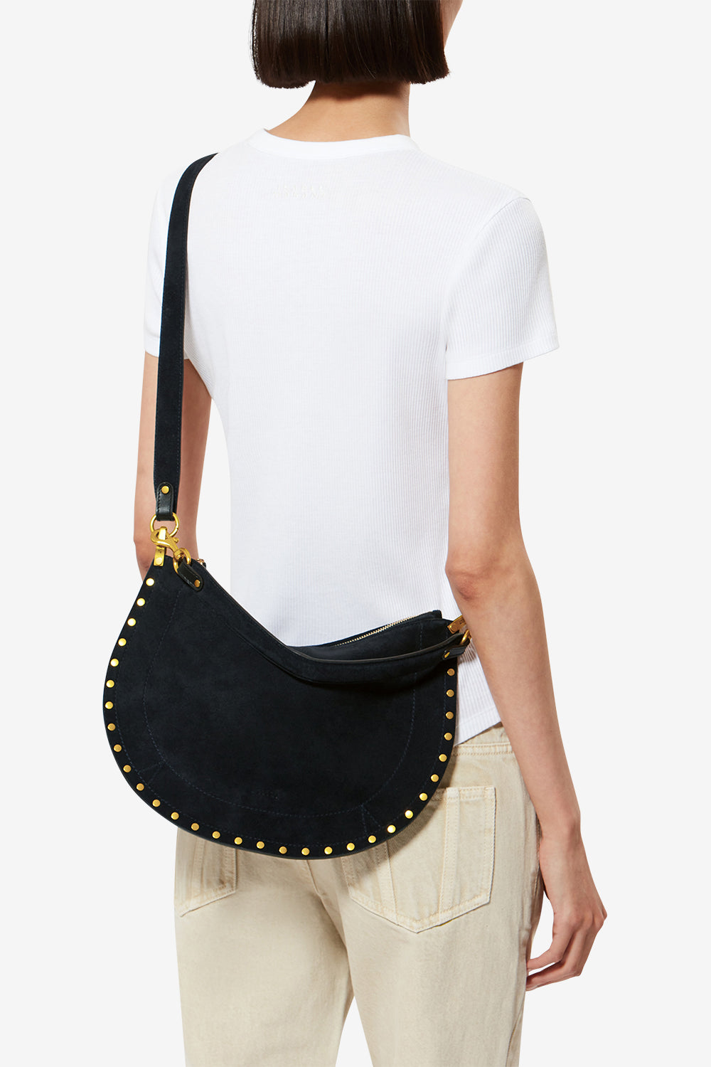 Handtasche oskan hobo soft zip aus geflochtenem kalbs-veloursleder - Dark midnight - Woman - 7