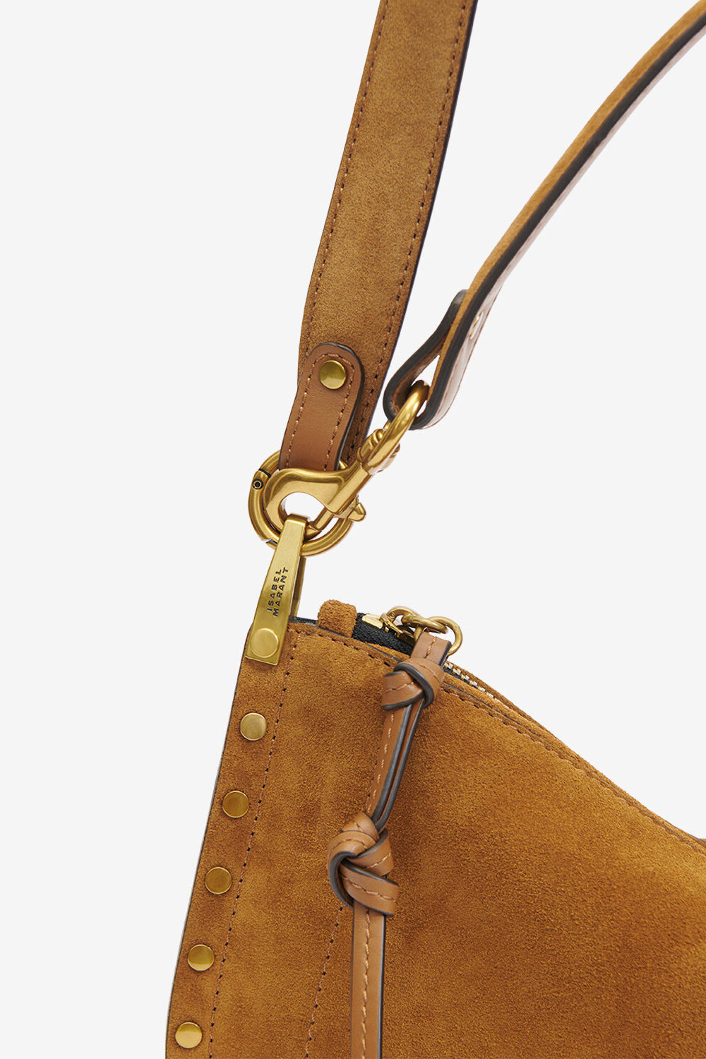 Sac oskan soft zip en cuir de veau velours - Cognac - Woman - 4